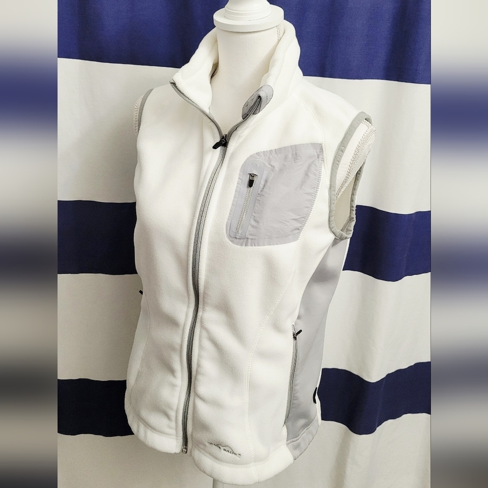 Eddie Bauer Women's White and Gray Windcutter Fleece Vest | Size Medium - Picture 2 of 6